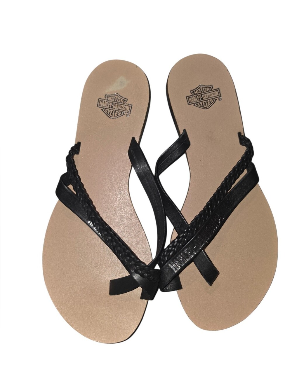 9/2/25. Womens Harley-Davidson Black Strappy Braided Toe-Loop Sandals